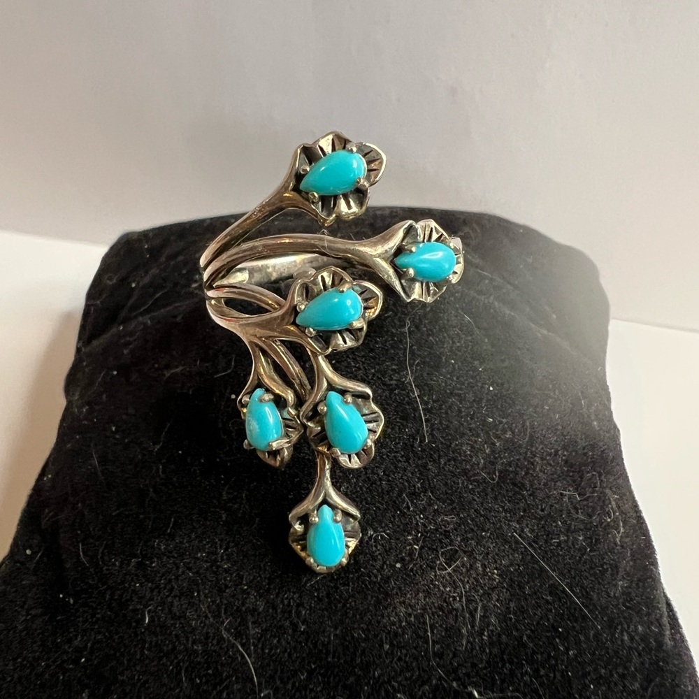 Artistic Sterling Silver and Turquoise Women's Ring